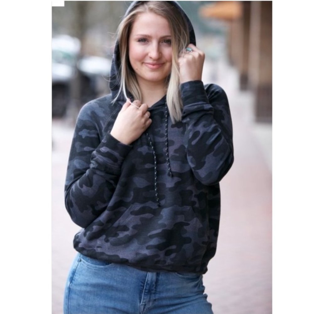 Sundry Raglan Camo Hoodie 3 Black Grey excellent